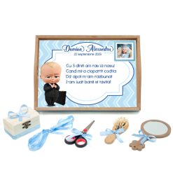 Tavita mot cu 6 piese cu fundite albastru electric cu buline - Bebe Sef - 35x20 cm - TPM-79