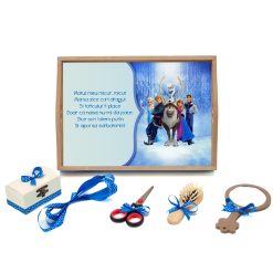 Tavita mot cu 6 piese cu fundite albastru electric cu buline - Frozen - 35x20 cm - TPM-85