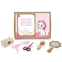 Tavita mot cu 6 piese cu fundite roz cu buline - Pisica Aristocrata - 35x20 cm - TPM-90