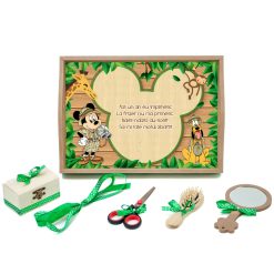 Tavita mot cu 6 piese cu fundite verzi cu buline - Mickey & Pluto Safari - 35x20 cm - TPM-93