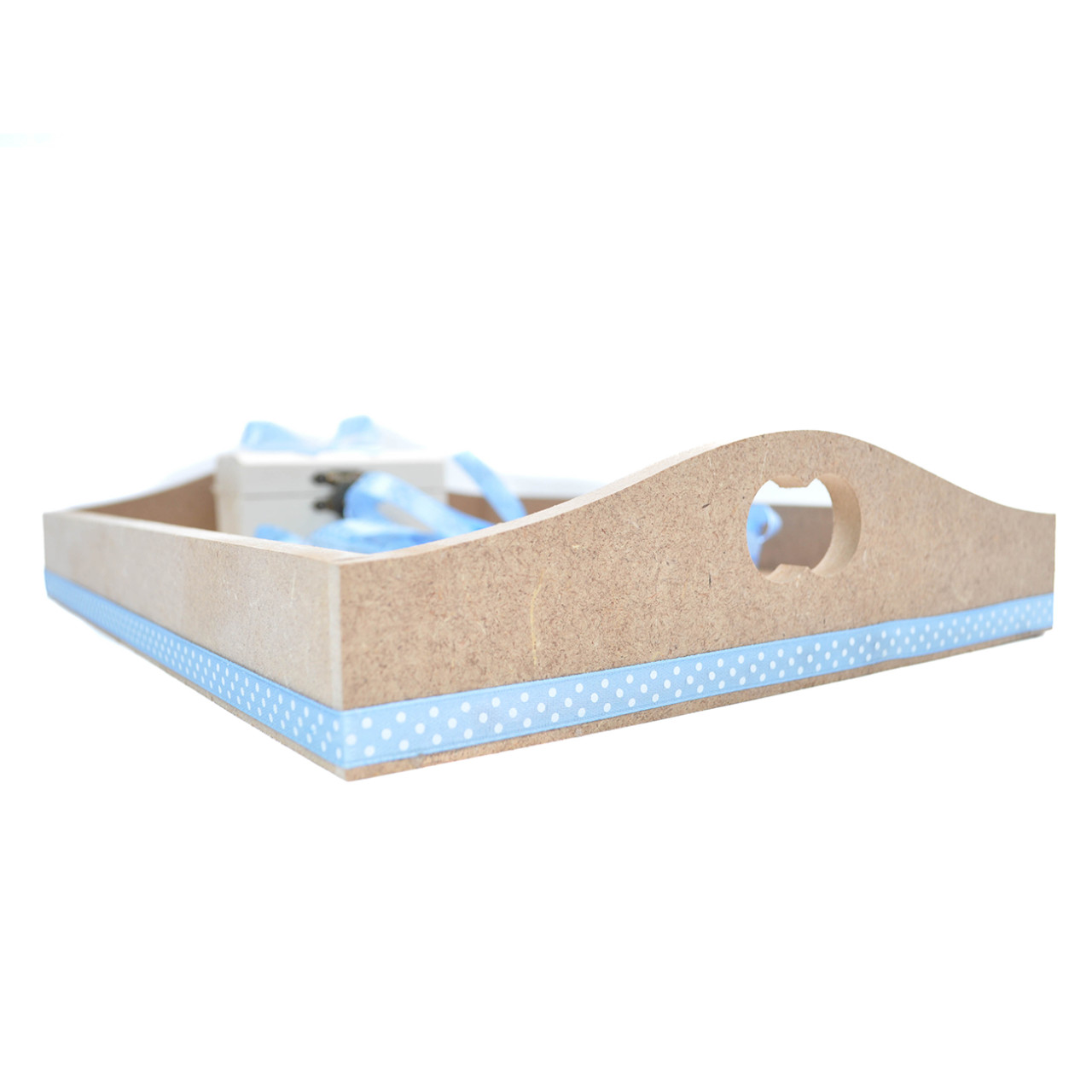 Tavita mot personalizata cu poza, text, nume si data ce contine 6 piese cu fundite bleu cu buline - Animalute - 35x20 cm - TPM-100 - imagine 4